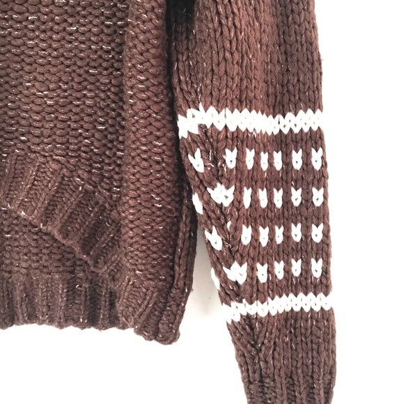 BDG Urban Outfitters cable knit brown sweater oversize cropped women's XS chunky - Picture 6 of 11